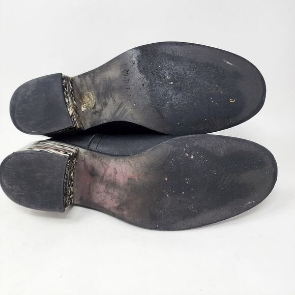 Miista Ankle Bootie Women 10 Clarissa Marbled Acrylic Heel Black Leather Buckle - Picture 11 of 13